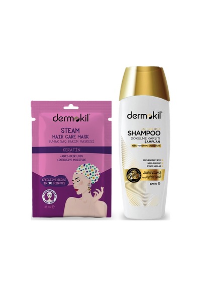 Dermokil Dökülme Karşıtı Şampuan 600 ML + Keratin Buhar Saç Bakım Maskesi 35 ML