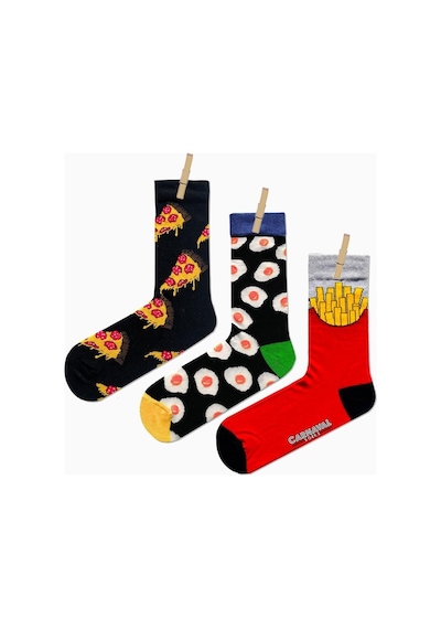 Carnaval Socks Unisex 3'lü Food's Desenli Renkli Çorap Çok Renkli
