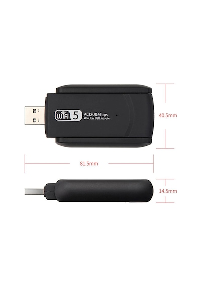 Winex Wifi5 AC1300Mbps 2.4G+5G Wifi Dongle USB 3.0 Adaptör