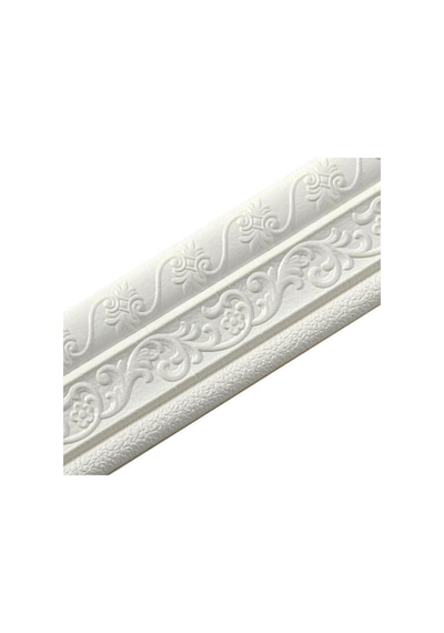Motifli Beyaz Esnek 8Cm-230Cm X 4 Adet Yapışkanlı Duvar Çıta Çerç (534600969)