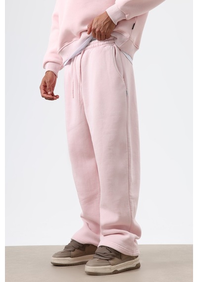 Vamos Yıkamalı Baggy Eşofman Alt Pembe