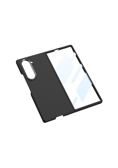 Galaxy Z Fold 6 Kılıf Kamera Korumalı Karbon Fiber Tasarımlı Arka Yüzey Subutu Kıpta Karbon Kılıf Koyu Yeşil