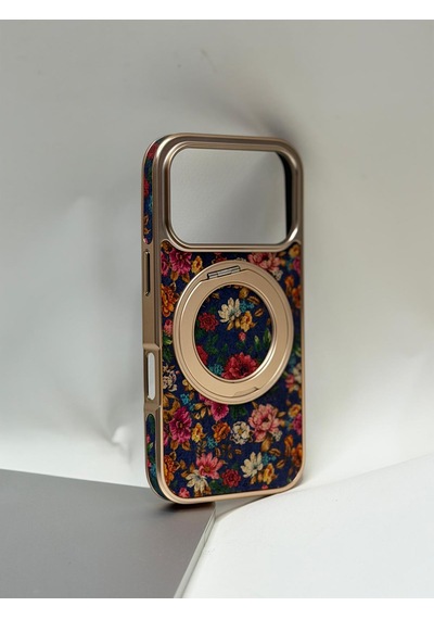 Efcase Apple iPhone Uyumlu 17 Pro Tuval Kılıf - Egzotik Lotus Desenli Sanatsal Koruyucu 07