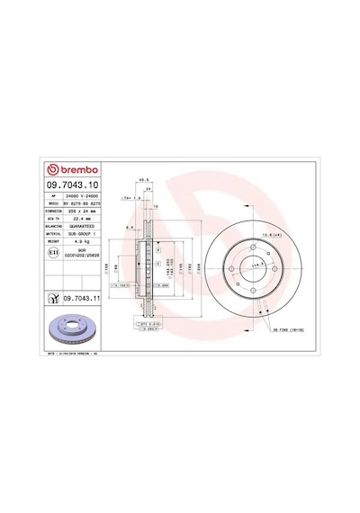 Mitsubishi Carisma Fren Diski On 1998-2006 Brembo 09704310 2adettir