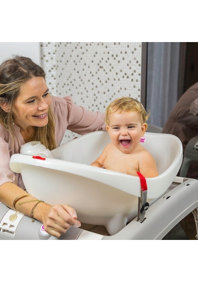 Okbaby Bebek Banyo Seti Onda Evolution Dijital Termometreli Çift Yönlü Bebek Küveti K. Beyaz & Bebek Küvet Taşıyıcı