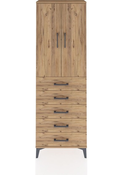Arges Dolap Tek Raflı 5 Çekmeceli Tek Askılı 60x30x182 Çam-çam Çam Arges Dolap Tek Raflı 5 Çekmeceli Tek Askılı 60x30x182 Çam-çam Çam