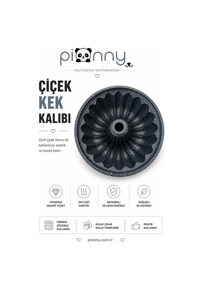 Pionny Granit Sık Dilimli Kek Kalıbı Siyah Çok Renkli