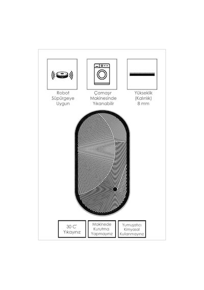 West Home Makinede Yıkanabilir Kaymaz Taban Leke Tutmaz Siyah Oval Mutfak Halısı Salon Halısı Ve Yolluk Wh 581 Black Oval