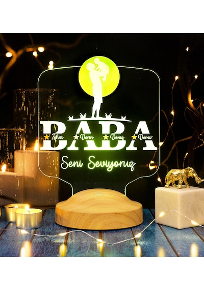 Babalar Günü Hediyesi, Babaya Hediye, Baba Ve Çocuk Led Lamba