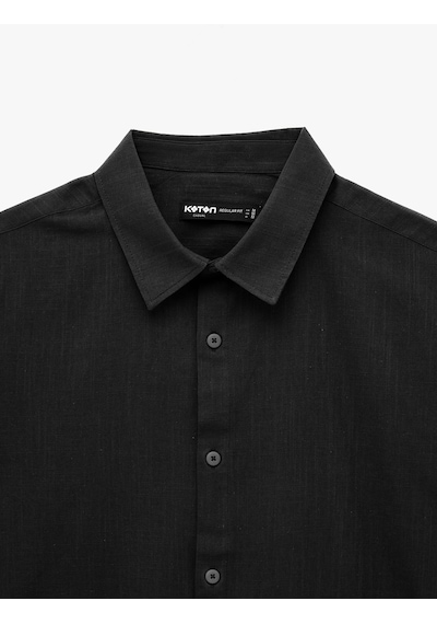 Koton Regular Fit Klasik Yaka Pamuklu Kısa Kollu Gömlek Siyah 6sam60012hw