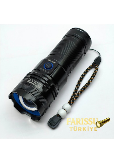 Rt-180 1000 Lümen Yüksek Işık Güçlü El Feneri 50w Lazer Led & 6000mah Dev Batarya Siyah