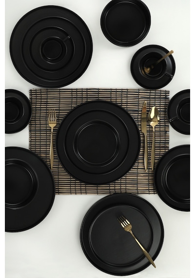 Keramika Mat Siyah Stackable Yemek Takımı 20 Parça 4 Kişilik