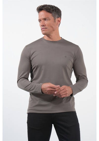 İmza Haki Bisiklet Yaka Uzun Kol Örme Standart Fit Esnek Sweatshirt 1013260150