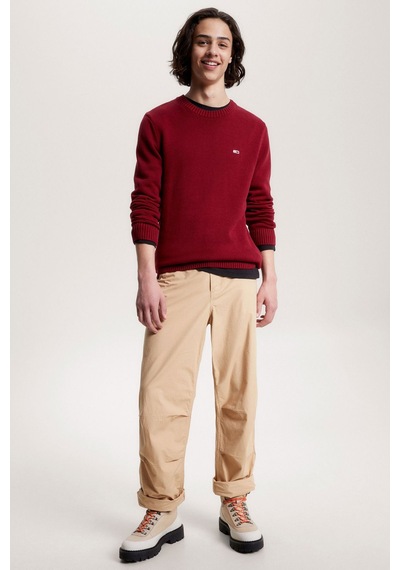 Tommy Hilfiger Bisiklet Yaka Erkek Kazak Kırmızı