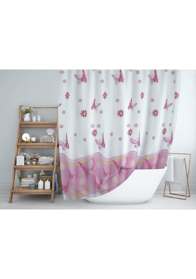 Zethome Jackline Banyo Duş Perdesi 6020 Tek Kanat 1X120X200 Pembe