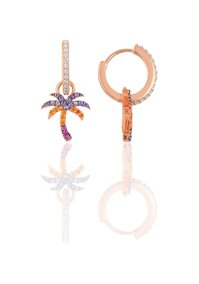 Gümüş Rose Zirkon Taşlı Palmiye Küpe N11.48526