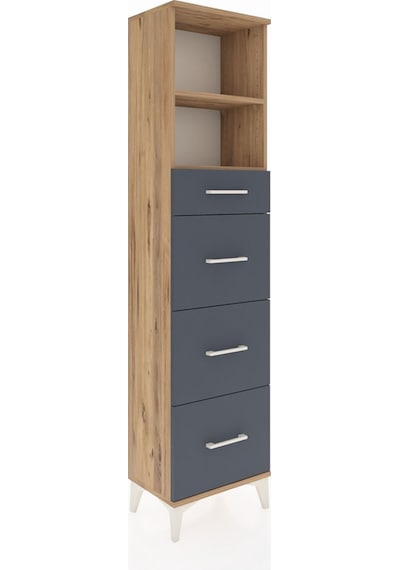 Arges Dolap 2 Raflı 4 Çekmeceli 44x30x182 Çam-antrasit Atlas Çam