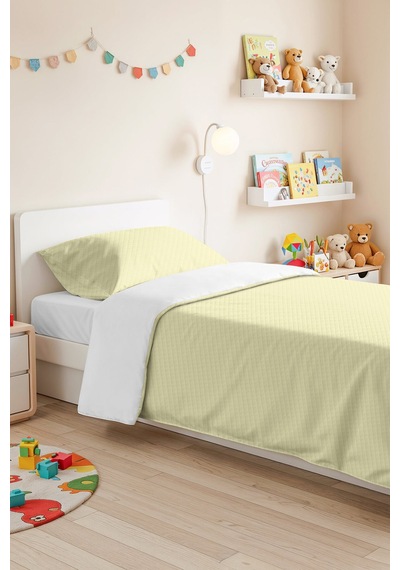 Sarı Minimal Genç Odası Tek Kişilik Pike Takımı - Kapitone Açık Sarı 160x220 Cm Yatak Örtüsü Rüzgarlı Seramik Nüansı