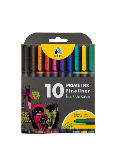 10 Renk Klasik Fineliner Kalem, 0,4 Mm Metal Uç