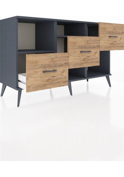 Kronos Konsol 2 Raflı 3 Çekmeceli 132x59x83 Antrasit-antrasit/çam Antrasit/çam Kronos Konsol 2 Raflı 3 Çekmeceli 132x59x83 Antrasit-antrasit/çam Antrasit/çam
