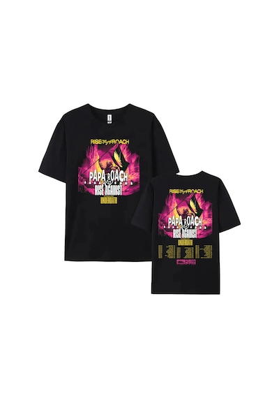 Startmore Beyaz Papa Roach Ve Canlı, Roach'a Karşı Yükseliş Turu Grafik Yaz Tees Siyah