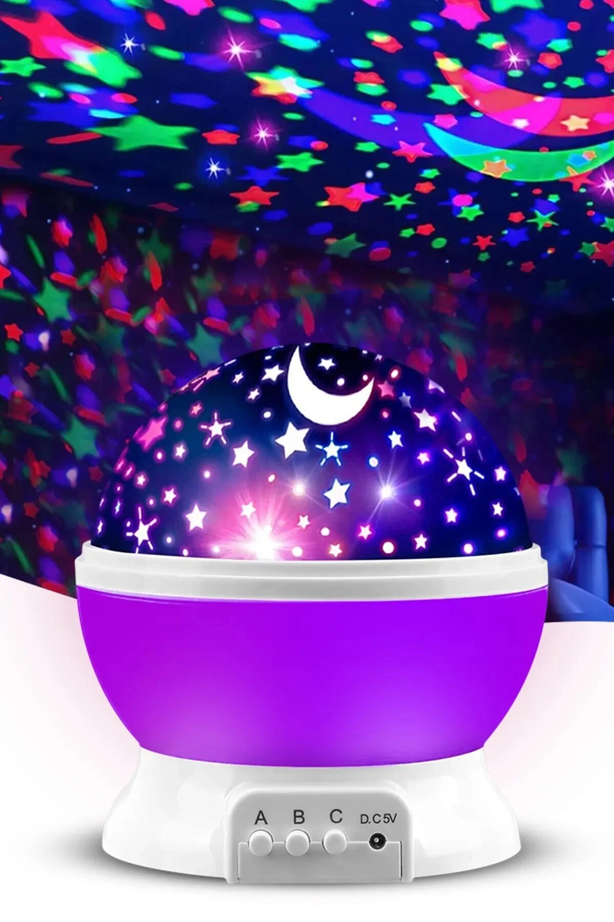 Masa Lambası Gökyüzü Projeksiyon Gece Lambası Yıldızlı Gece Lambası Pembe Mor