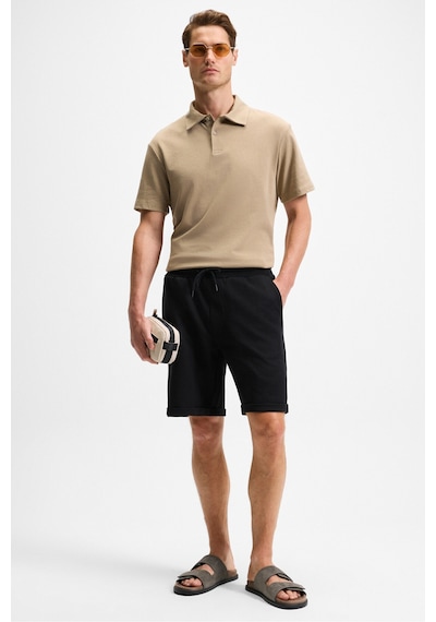 Grimelange YOURI Erkek Beli Lastikli Arka Tek Cepli Relaxed Fit Siyah Şort