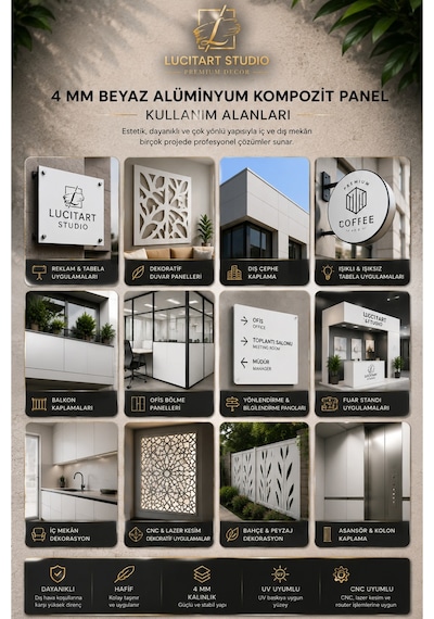 4 Mm Beyaz Alüminyum Kompozit Panel Levha Cnc Ve Lazer Kesime Uygun Uv Baskılık Reklam Tabela Malzemesi Beyaz Beyaz 4 Mm Beyaz Alüminyum Kompozit Panel Levha Cnc Ve Lazer Kesime Uygun Uv Baskılık Reklam Tabela Malzemesi Beyaz Beyaz