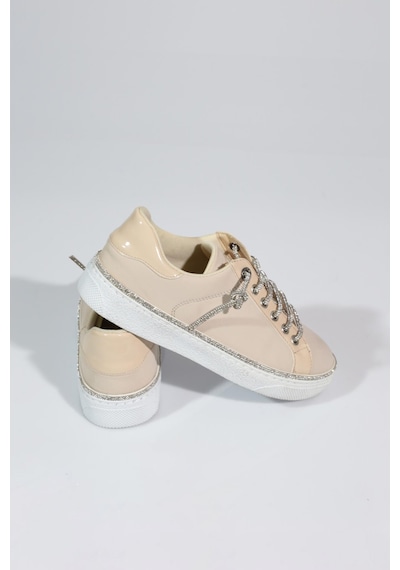 Dgn 2475 Kadin Taş İp Bağcikli Sneaker Ayakkabi Bej Nubuk