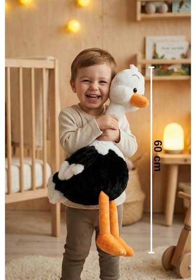 Yumuşacık Sevimli Deve Kuşu Büyük Boy Peluş Oyuncak 60 Cm Siyah