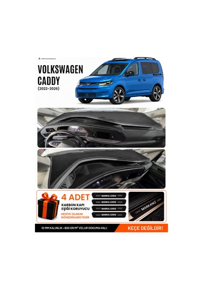 Volkswagen Caddy 2022-2026 Uyumlu Torpido Koruma, Torpido Örtüsü, Torpido Kılıfı - Siyah