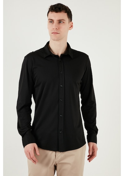 Buratti Pamuklu Regular Fit Düz Yaka Erkek Gömlek Cf25S119628 Siyah