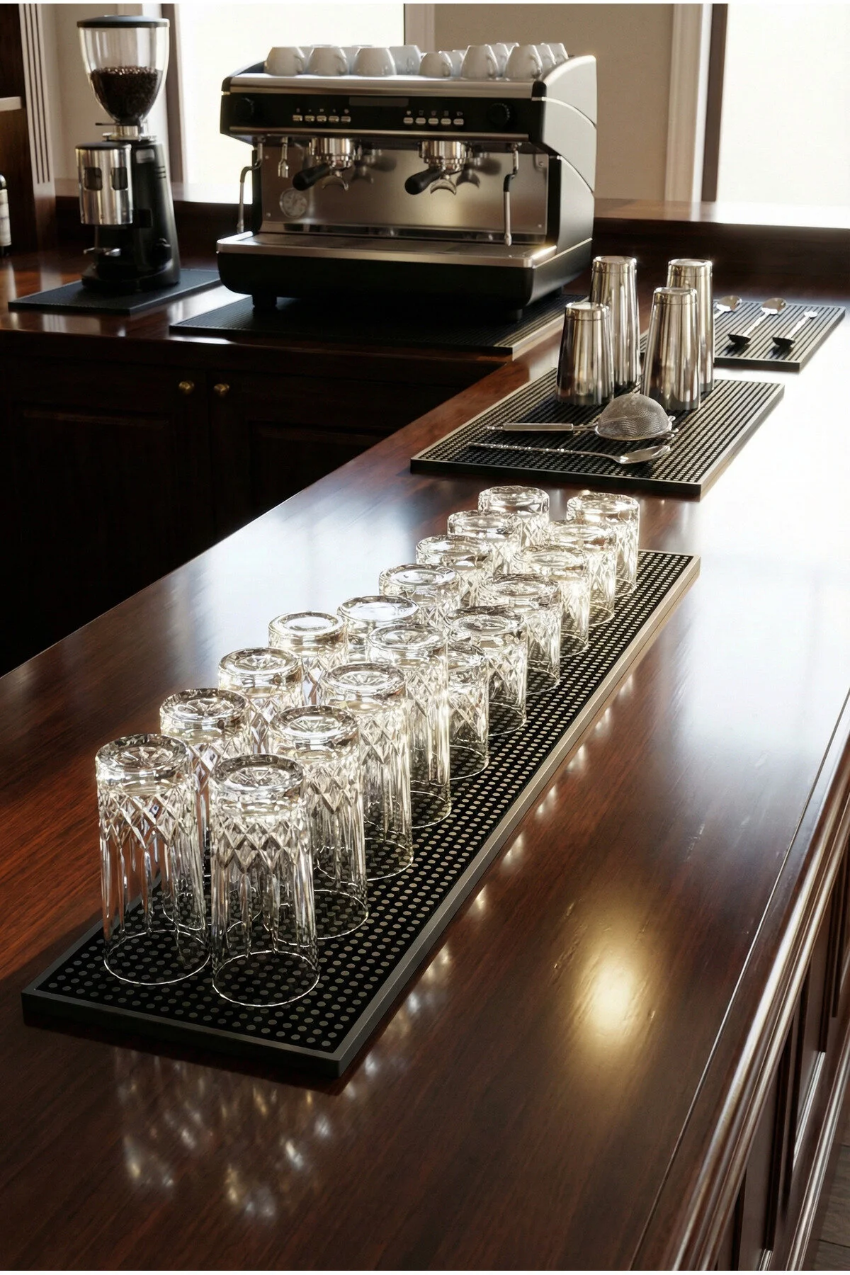Bar Mat 60x15 %100 Silikon Kaymaz Sıvı Tutucu Bardak / Kafe / Bar Siyah