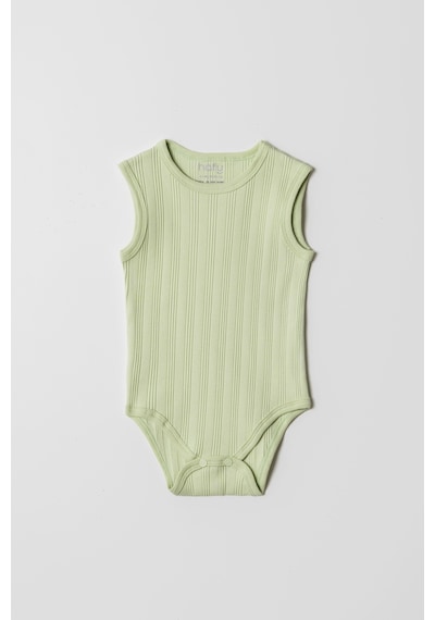 Hafy Baby 2 Li, Bisiklet Yaka, Kolsuz, Yazlık Erkek Bebek Zıbını / Body Takımı Beyaz - Yeşil
