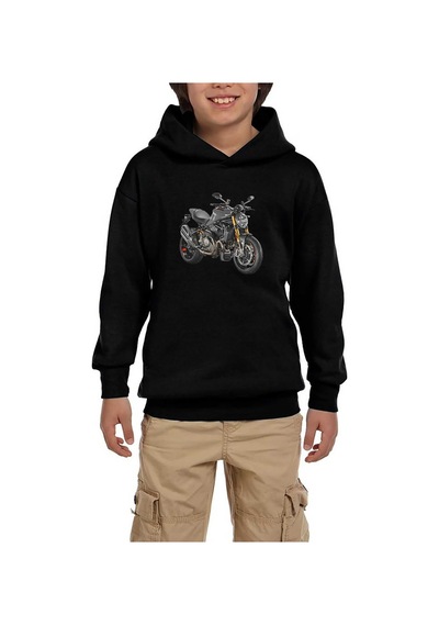 Zepplin Giyim Ducati Multistrada 1200 Siyah Çocuk Kapşonlu Sweatshirt Siyah