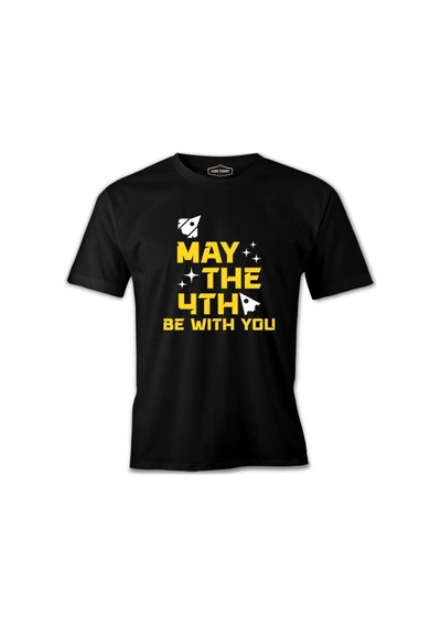 May The Fourth With Ships And Stars Siyah Erkek Tshirt 001