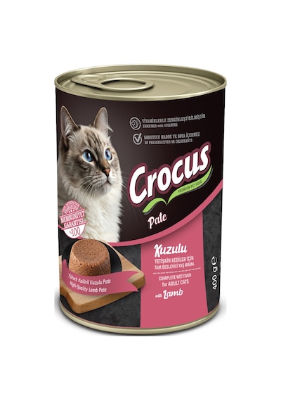 Crocus - 493 - Yetişkin Kedi Kuzu Etli Pate Yaş - Csmo-tex - Mama 400g