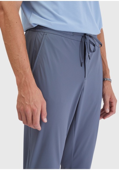Ramsey Mavi Düz Dokuma Jogging Fit Casual Pantolon