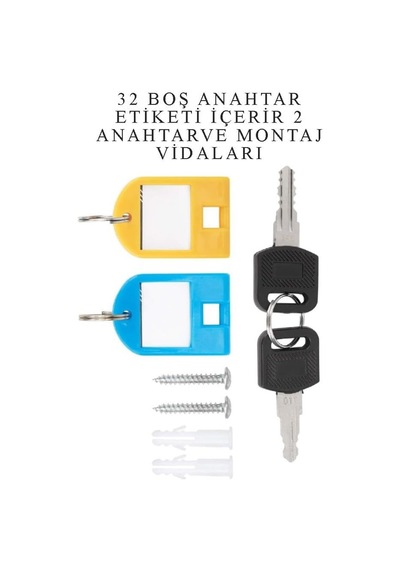 Kilitli Anahtar Kutusu 32 Li 1 Paket Anahtar Dolabı Alüminyum Gövde Otel Otopark Apart Anahtarlık Dolap Diğer