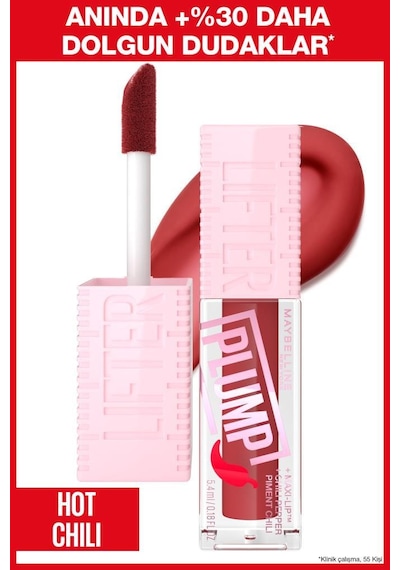 Maybelline New York Lifter Plump Dudak Parlatıcısı 006 Hot Chili + Mini Lash Maskara