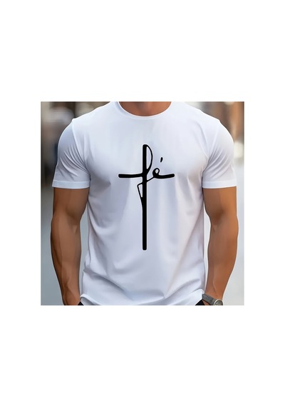 Caddemia Yaz  Moda Rahat Gevşek Çapraz Mektup Desen Baskılı Yuvarlak Boyun Kısa Beyaz 2XL