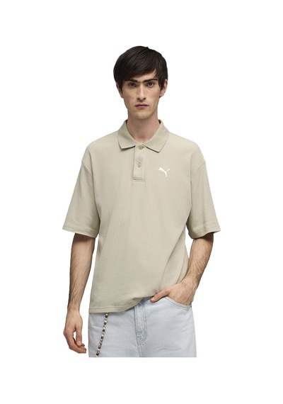 Puma Wardrobe Essentials Boxy Erkek Bej Günlük Stil Polo Yaka T-shirt 63436261 Bej