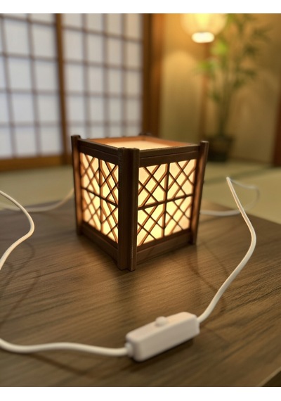 Kumiko Desenli Japon Lantern Lamba - Sıcak Işık Usb Şarjlı Dekoratif Aydınlatma