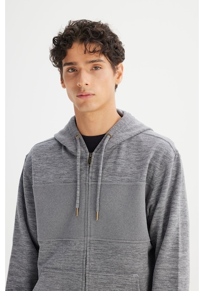 Lee Regular Fit Normal Kesim Kapüşonlu Cepli İçi Polarlı Fermuarlı Sweatshirt Gri