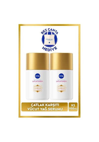 NIVEA Luminous630 Çatlak Karşıtı Hamilelik Kilo Değişimi Vücut Yağ Serumu 2 x 100 ML + Çanta