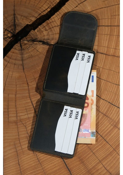 Lenax Leather Mono Hakiki Deri Erkek Cüzdan Gerçek Deri Kartlık Ve Bozuk Para Bölmeli Haki