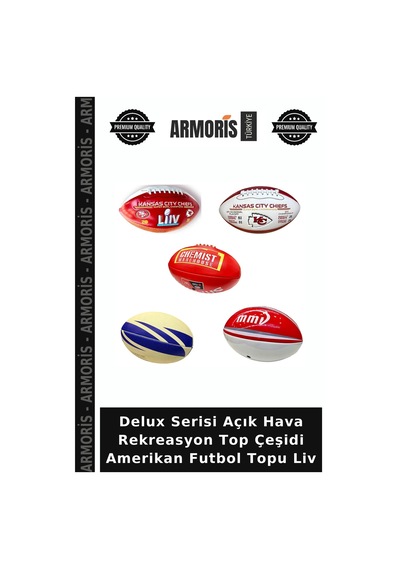 Delux Serisi Açık Hava Rekreasyon Top Çeşidi Amerikan Futbol Topu Liv Çok Renkli