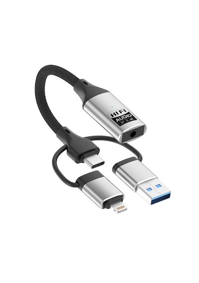 Forzacase 3in1 Apple Uyumlu iPhone Lightning, Type-c, Usb Girişli 3.5 Mm Aux Çevirici Kulaklık Jak Adaptör Fc1164 1 Adet