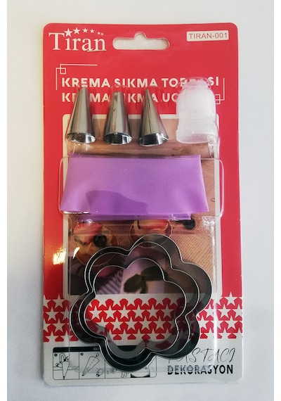8 Parça Krema Sıkma Torbası Hamur Şekillendirici Yıldız-kalp-çiçek-halka Çiçek