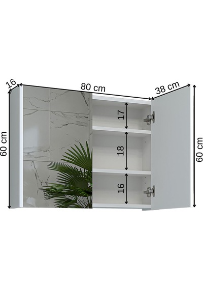 Banos Banyo Roomart Ad7 Kulpsuz 2 Kapaklı Mat Beyaz Mdf 80 Cm Aynalı Banyo Üst Dolabı Mat Beyaz